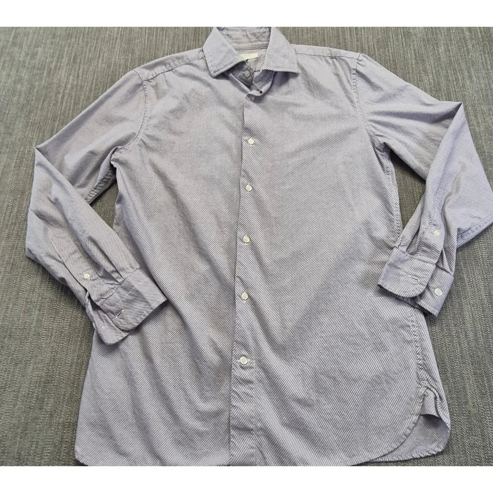 Banana Republic Dobby Dre men's Slim fit purple striped button up shirt‎ M L/S